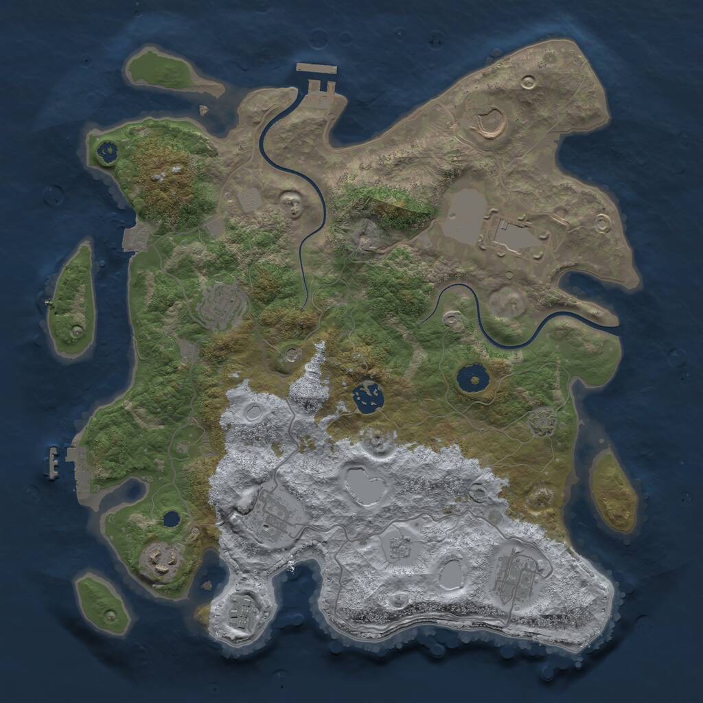 Rust Map: Procedural Map, Size: 3500, Seed: 476934, 14 Monuments