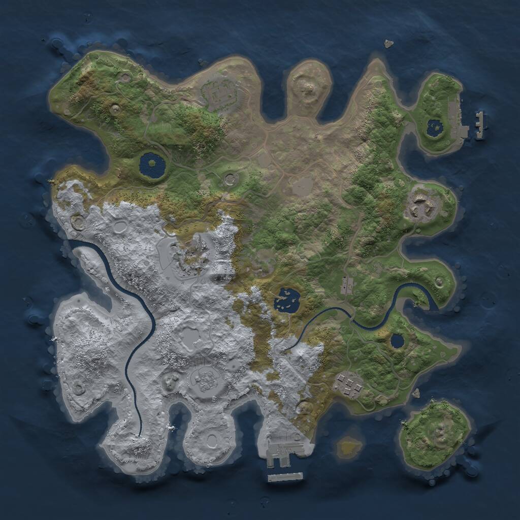 Rust Map: Procedural Map, Size: 3000, Seed: 4719171, 10 Monuments
