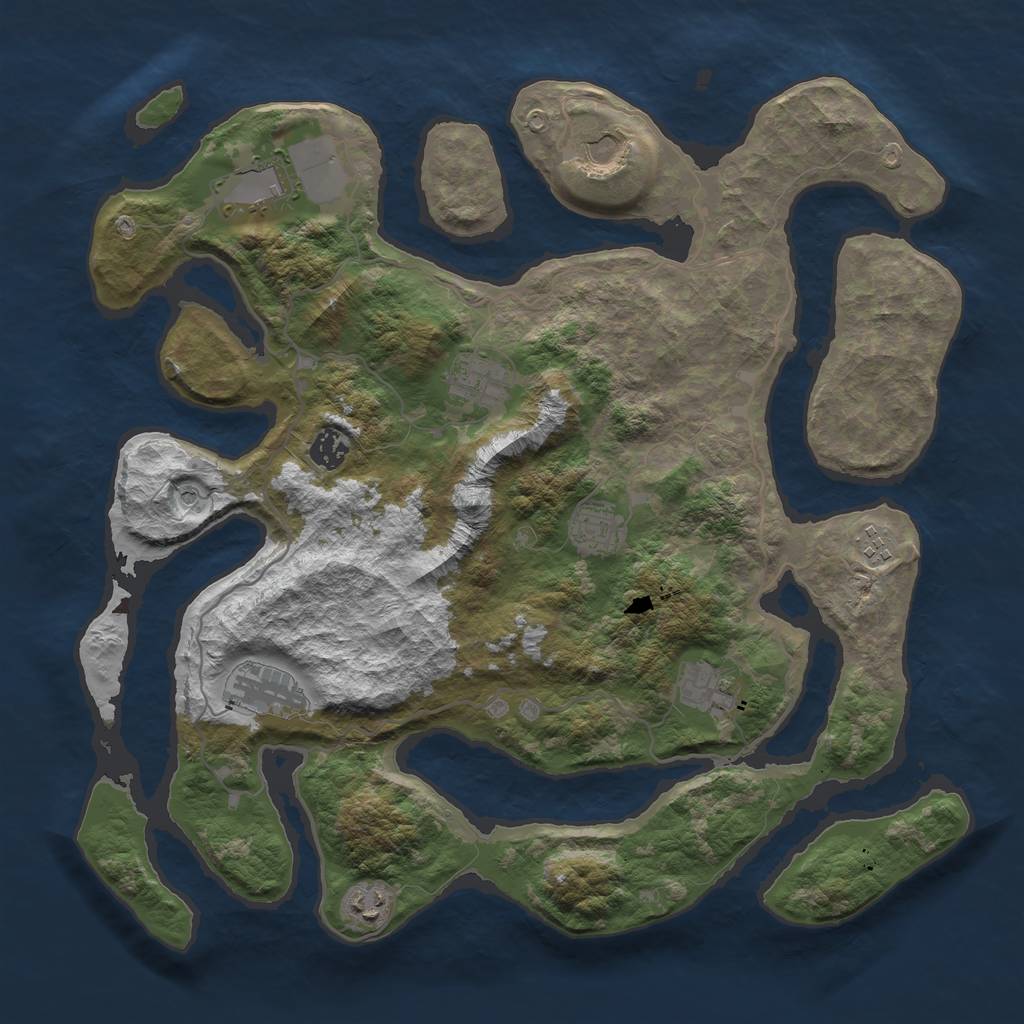 Rust Map: Barren, Size: 4100, Seed: 6745, 12 Monuments