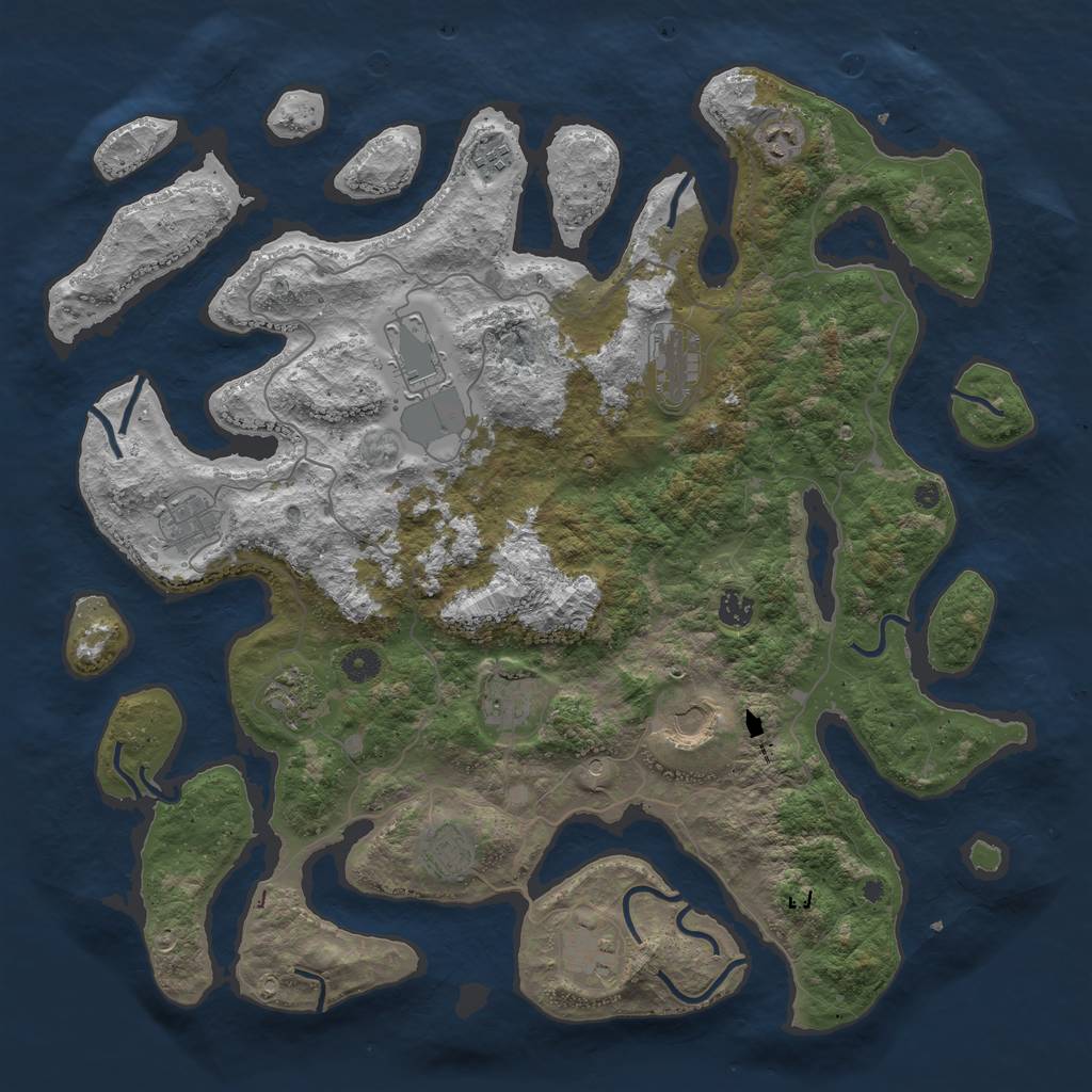 Rust Map: Procedural Map, Size: 4500, Seed: 919677515, 14 Monuments