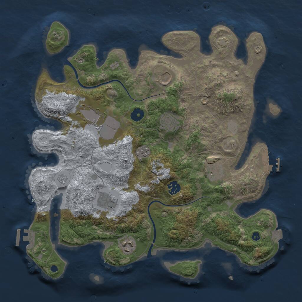 Rust Map: Procedural Map, Size: 3500, Seed: 1881, 13 Monuments