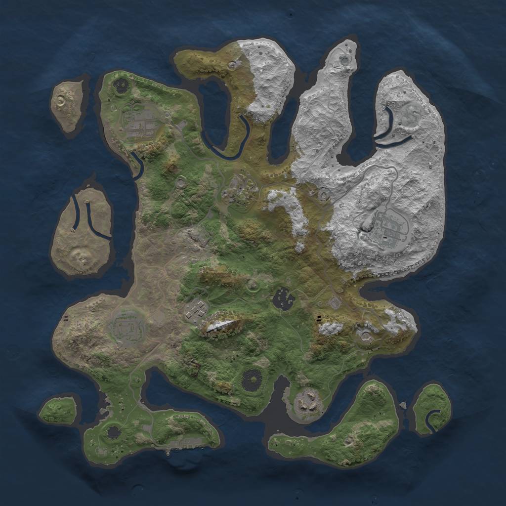 Rust Map: Procedural Map, Size: 3492, Seed: 779470269, 11 Monuments