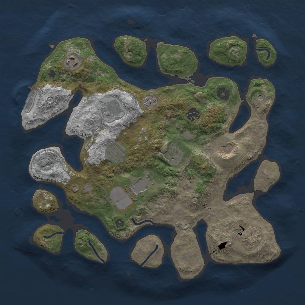 Rust Map: Procedural Map, Size: 3500, Seed: 1282295331, 13 Monuments