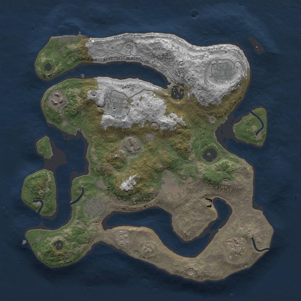 Rust Map: Procedural Map, Size: 3300, Seed: 203912053, 12 Monuments