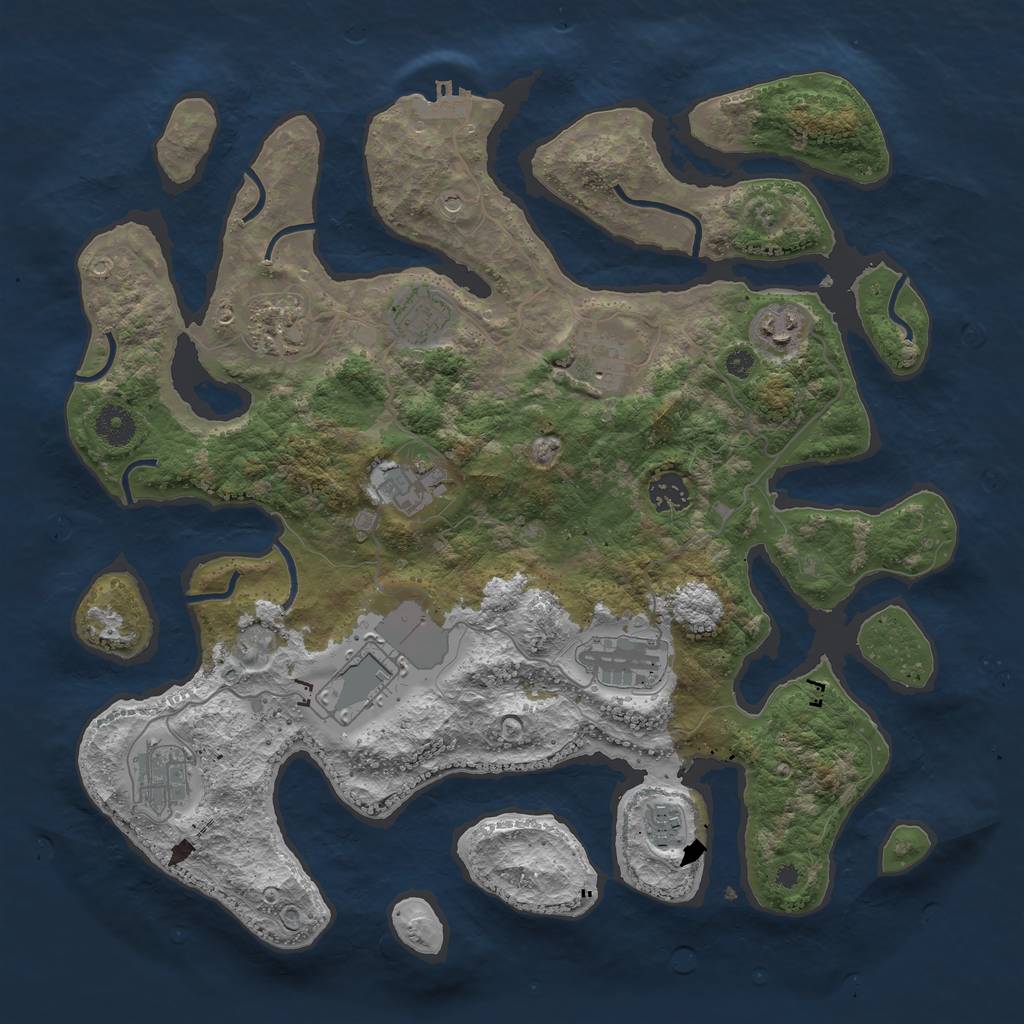 Rust Map: Procedural Map, Size: 3838, Seed: 1970899798, 14 Monuments