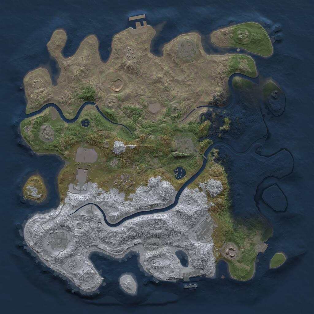 Rust Map: Procedural Map, Size: 3838, Seed: 1970899798, 16 Monuments