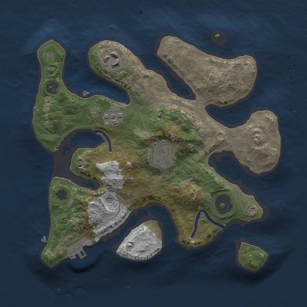 Rust Map: Procedural Map, Size: 2500, Seed: 264338128, 7 Monuments