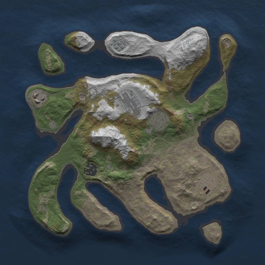Rust Map: Barren, Size: 3000, Seed: 908205230, 9 Monuments