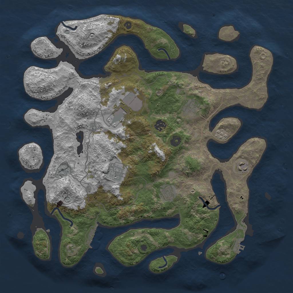 Rust Map: Procedural Map, Size: 4000, Seed: 15552, 12 Monuments