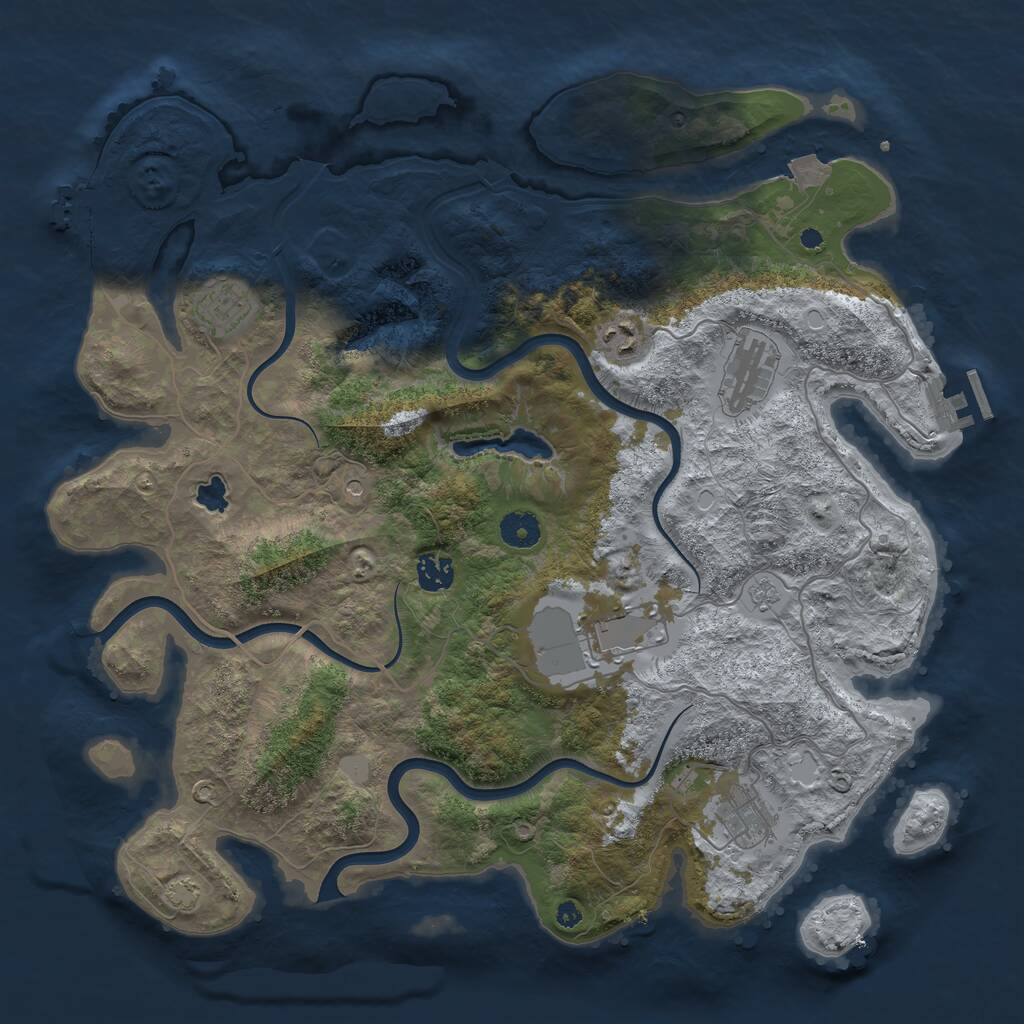 Rust Map: Procedural Map, Size: 4000, Seed: 34504984, 12 Monuments