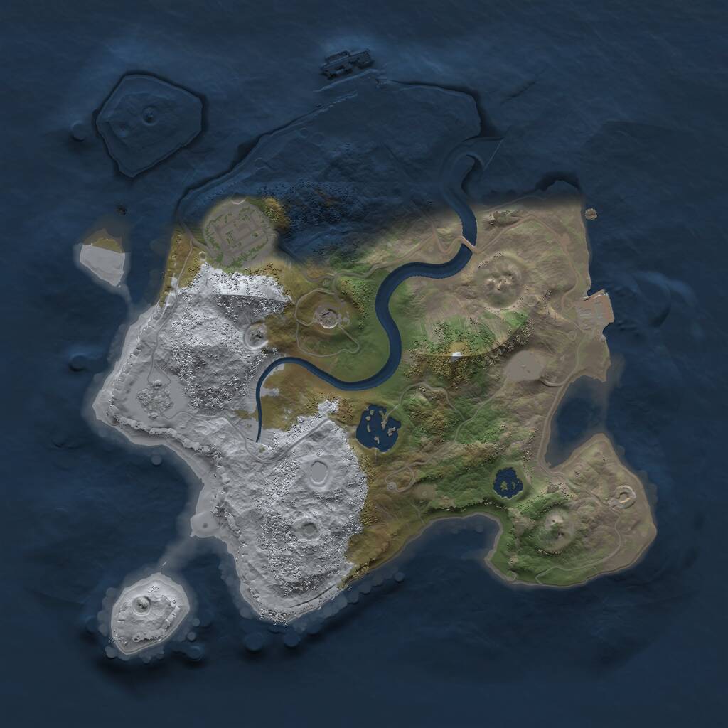 Rust Map: Procedural Map, Size: 2500, Seed: 20200, 6 Monuments