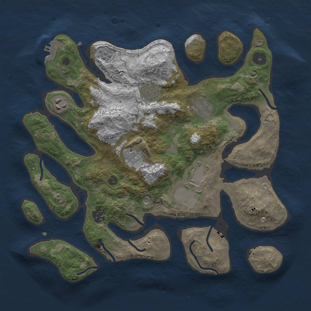 Rust Map: Procedural Map, Size: 3500, Seed: 79578673, 11 Monuments