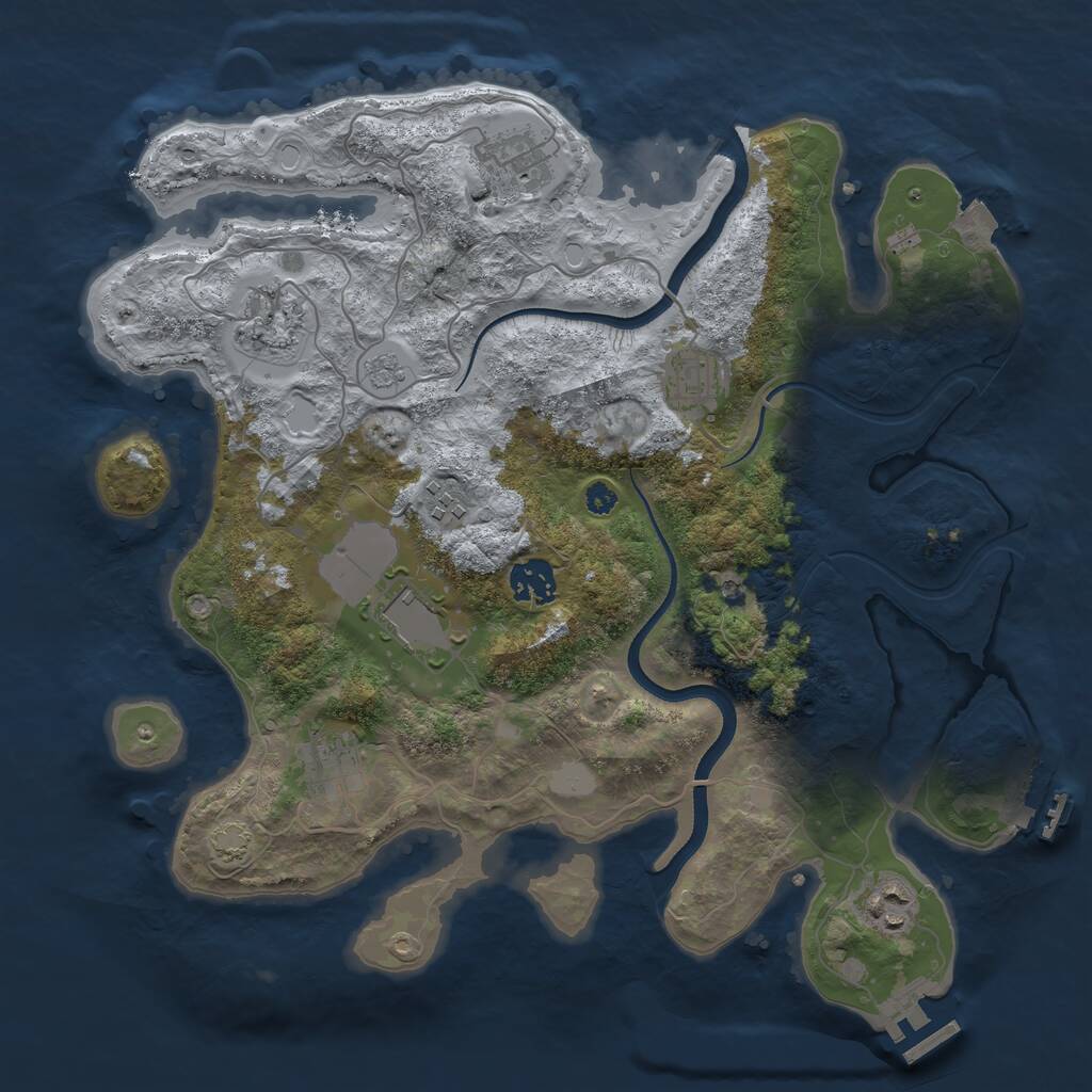Rust Map: Procedural Map, Size: 3500, Seed: 223008, 14 Monuments
