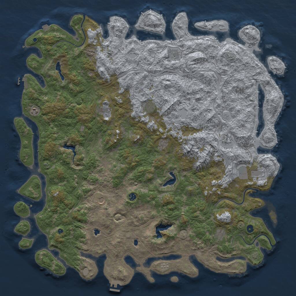 Rust Map: Procedural Map, Size: 6000, Seed: 33801, 17 Monuments