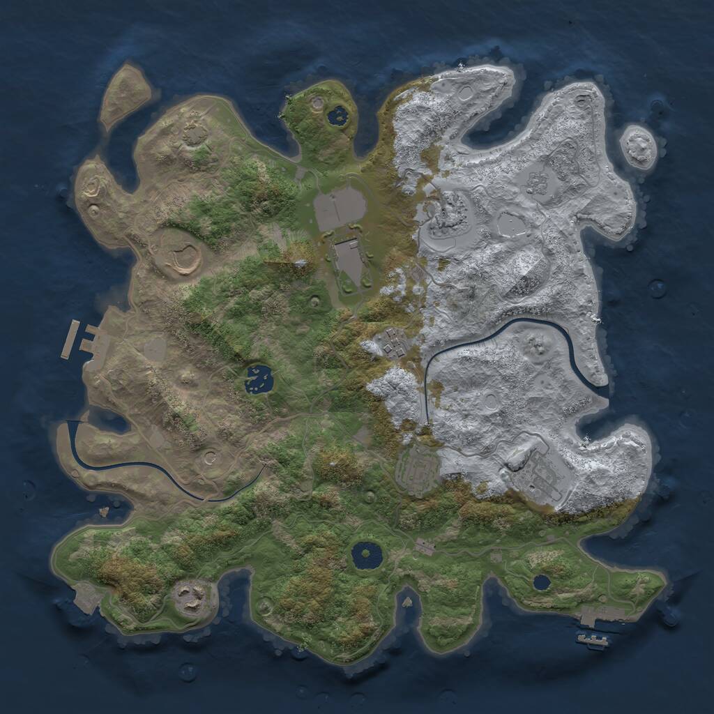 Rust Map: Procedural Map, Size: 3600, Seed: 80933204, 14 Monuments