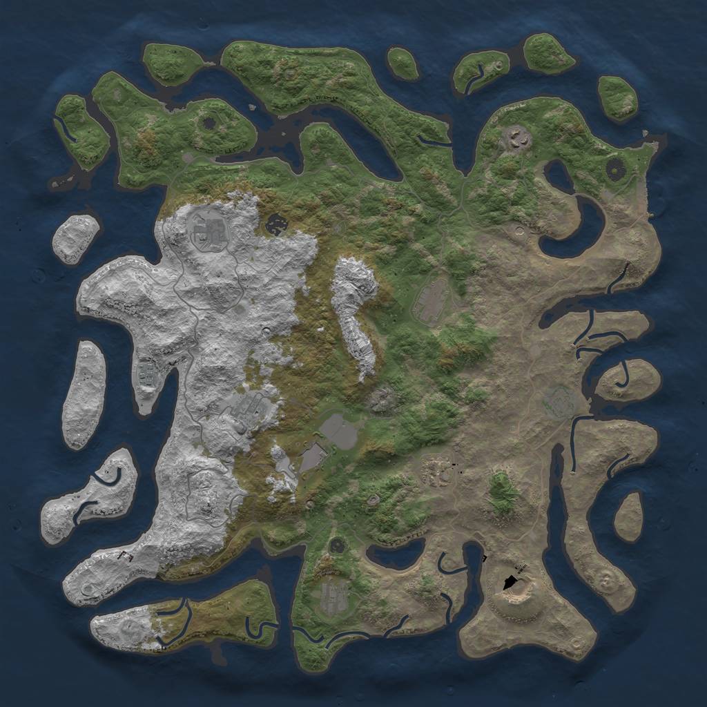 Rust Map: Procedural Map, Size: 5000, Seed: 1970339594, 15 Monuments