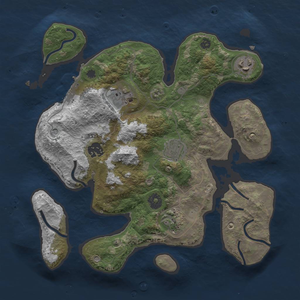 Rust Map: Procedural Map, Size: 3000, Seed: 1073420412, 9 Monuments