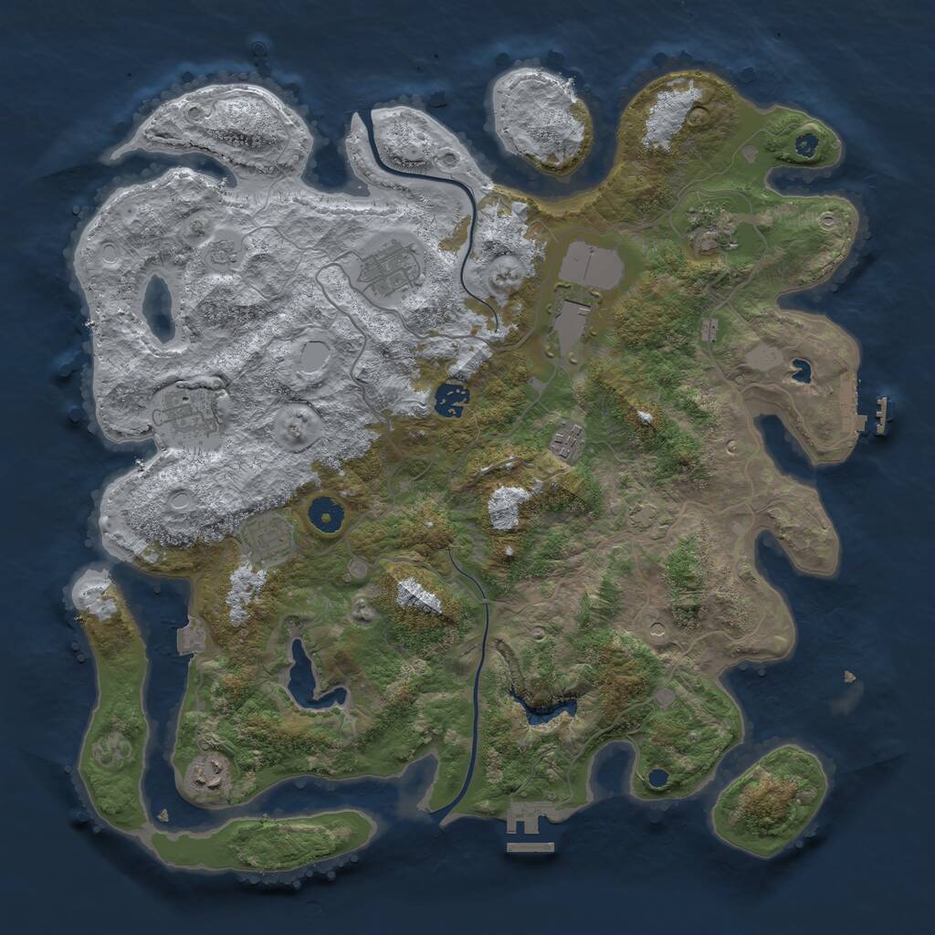 Rust Map: Procedural Map, Size: 4000, Seed: 12735, 14 Monuments