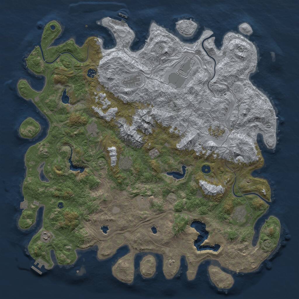 Rust Map: Procedural Map, Size: 5000, Seed: 758515, 16 Monuments