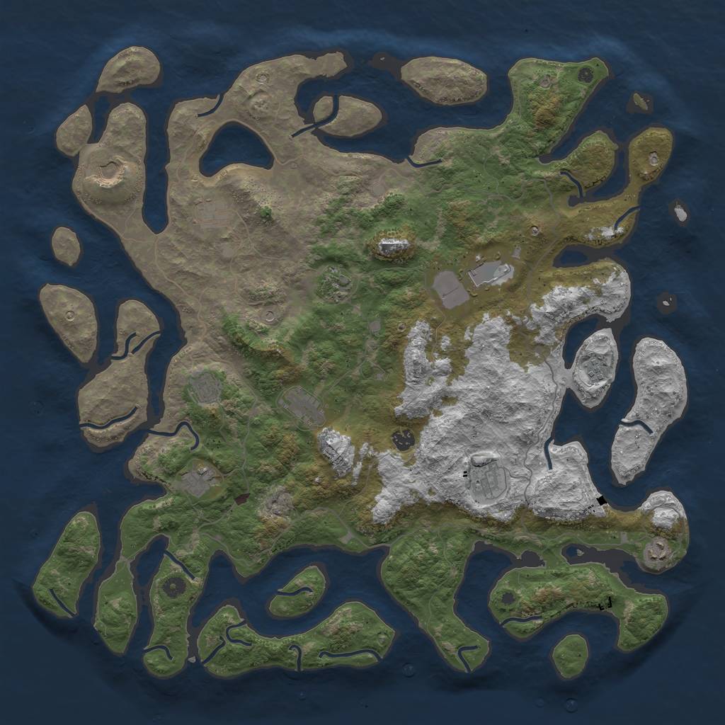 Rust Map: Procedural Map, Size: 5000, Seed: 54566, 14 Monuments