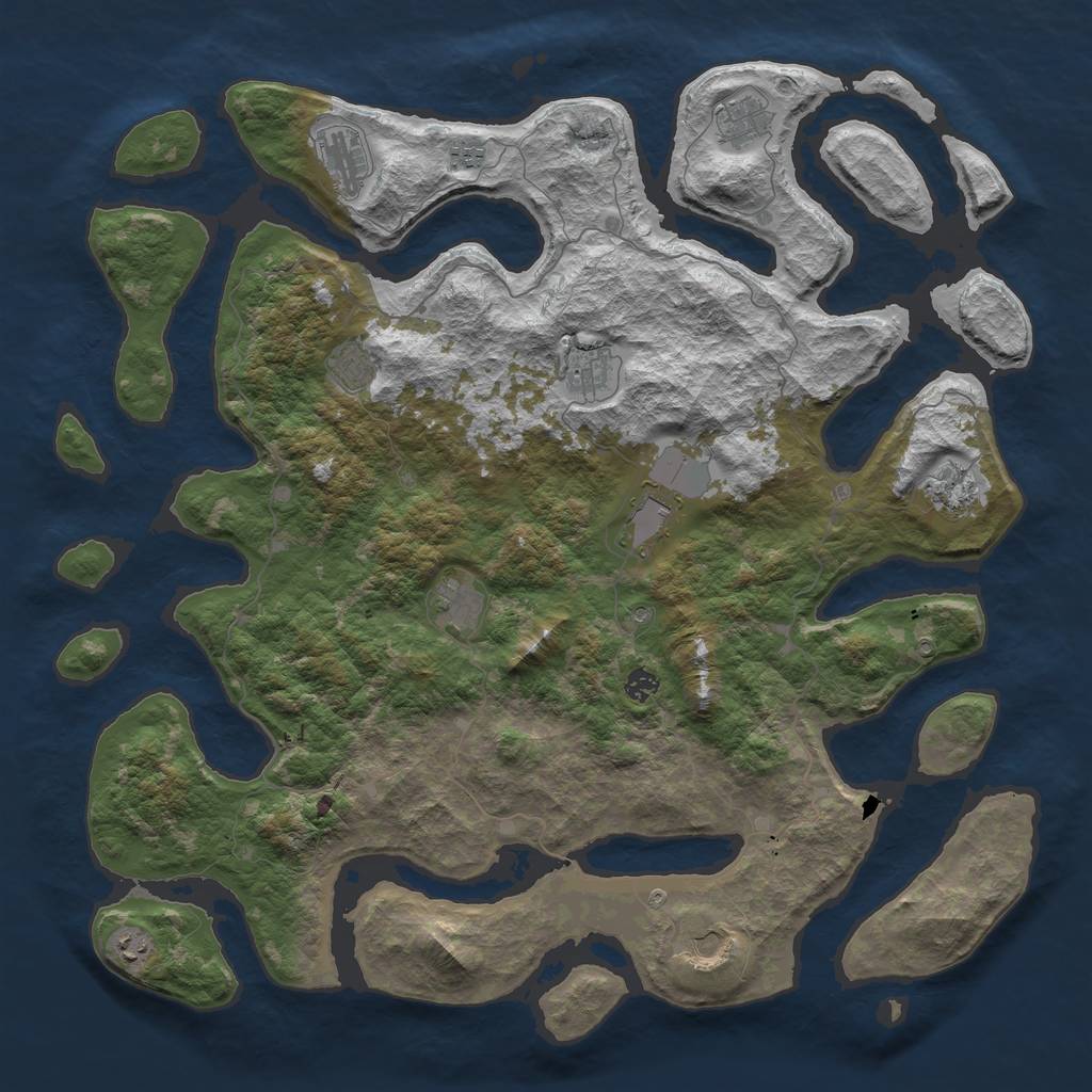 Rust Map: Barren, Size: 5000, Seed: 14895, 14 Monuments