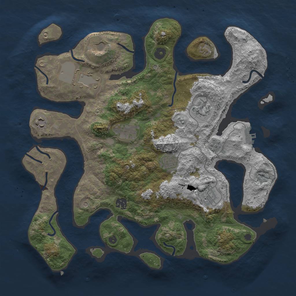 Rust Map: Procedural Map, Size: 3800, Seed: 25484, 13 Monuments