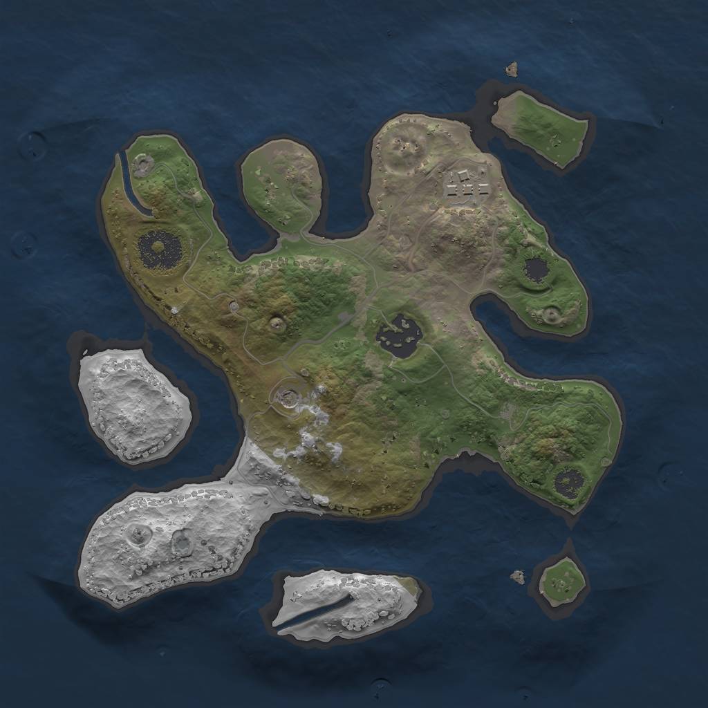 Rust Map: Procedural Map, Size: 2500, Seed: 975, 5 Monuments