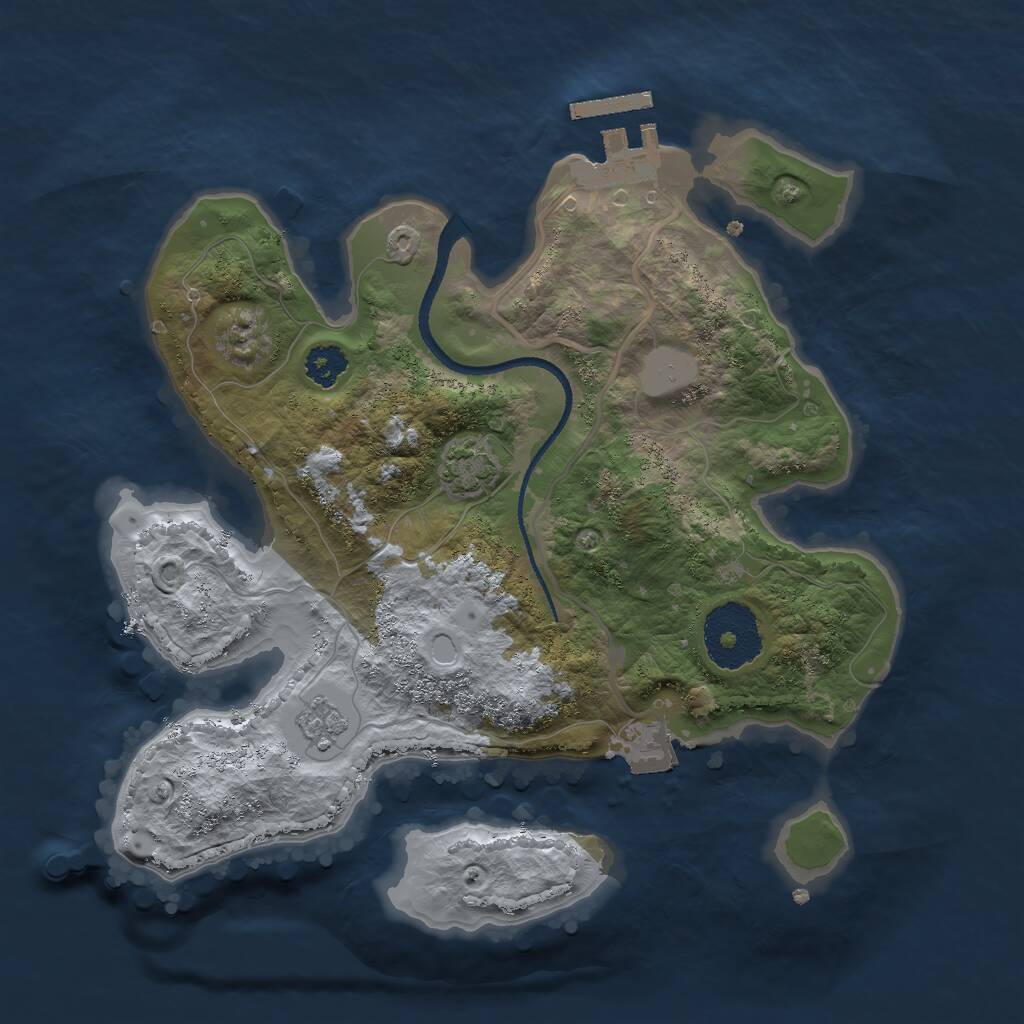Rust Map: Procedural Map, Size: 2500, Seed: 975, 4 Monuments