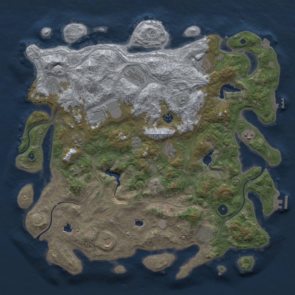 Rust Map: Procedural Map, Size: 4500, Seed: 212407021, 17 Monuments