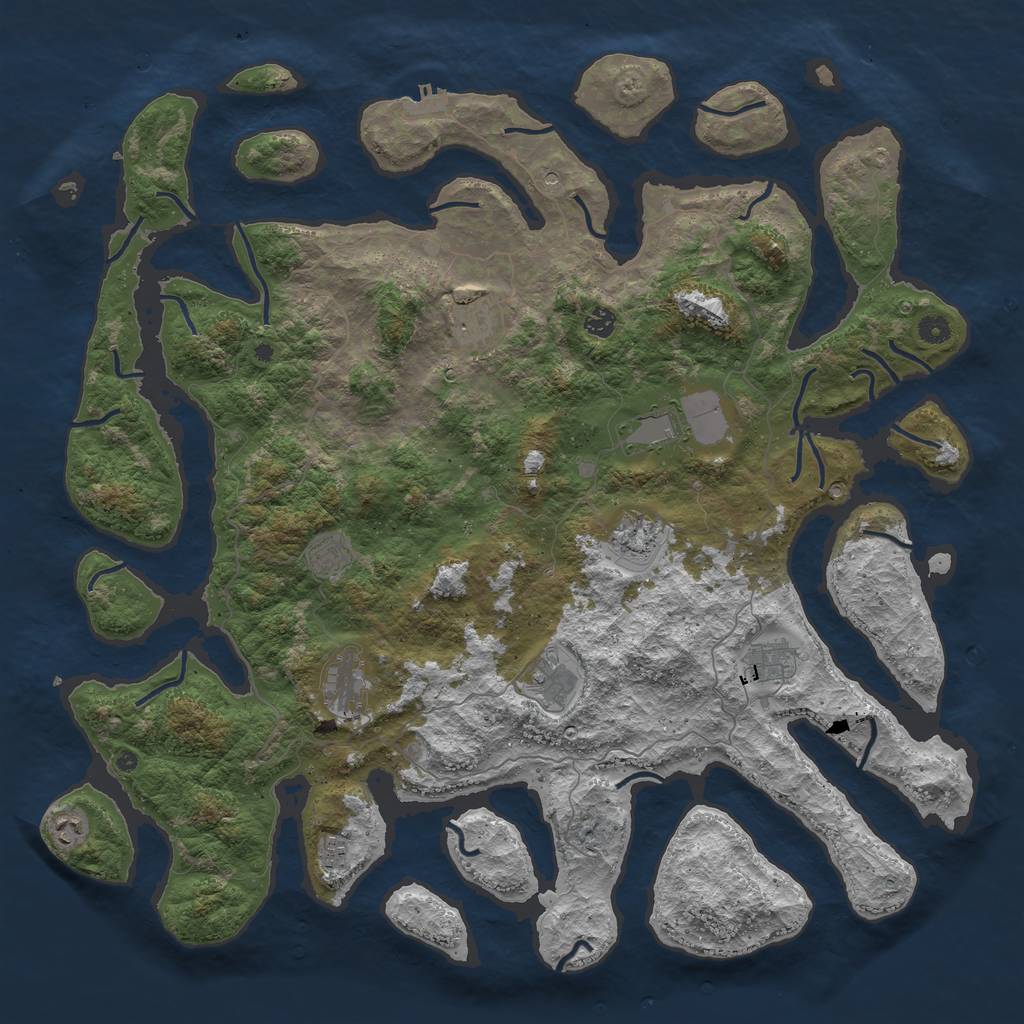 Rust Map: Procedural Map, Size: 5000, Seed: 2086201, 14 Monuments