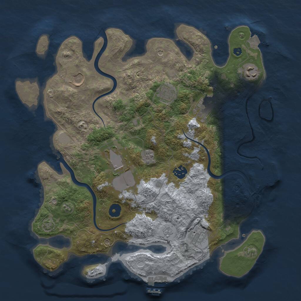 Rust Map: Procedural Map, Size: 3500, Seed: 2067377031, 14 Monuments