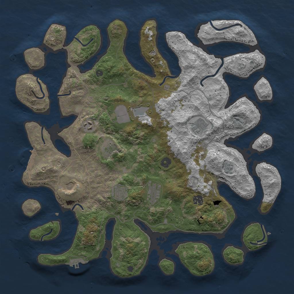 Rust Map: Procedural Map, Size: 4250, Seed: 942351, 14 Monuments