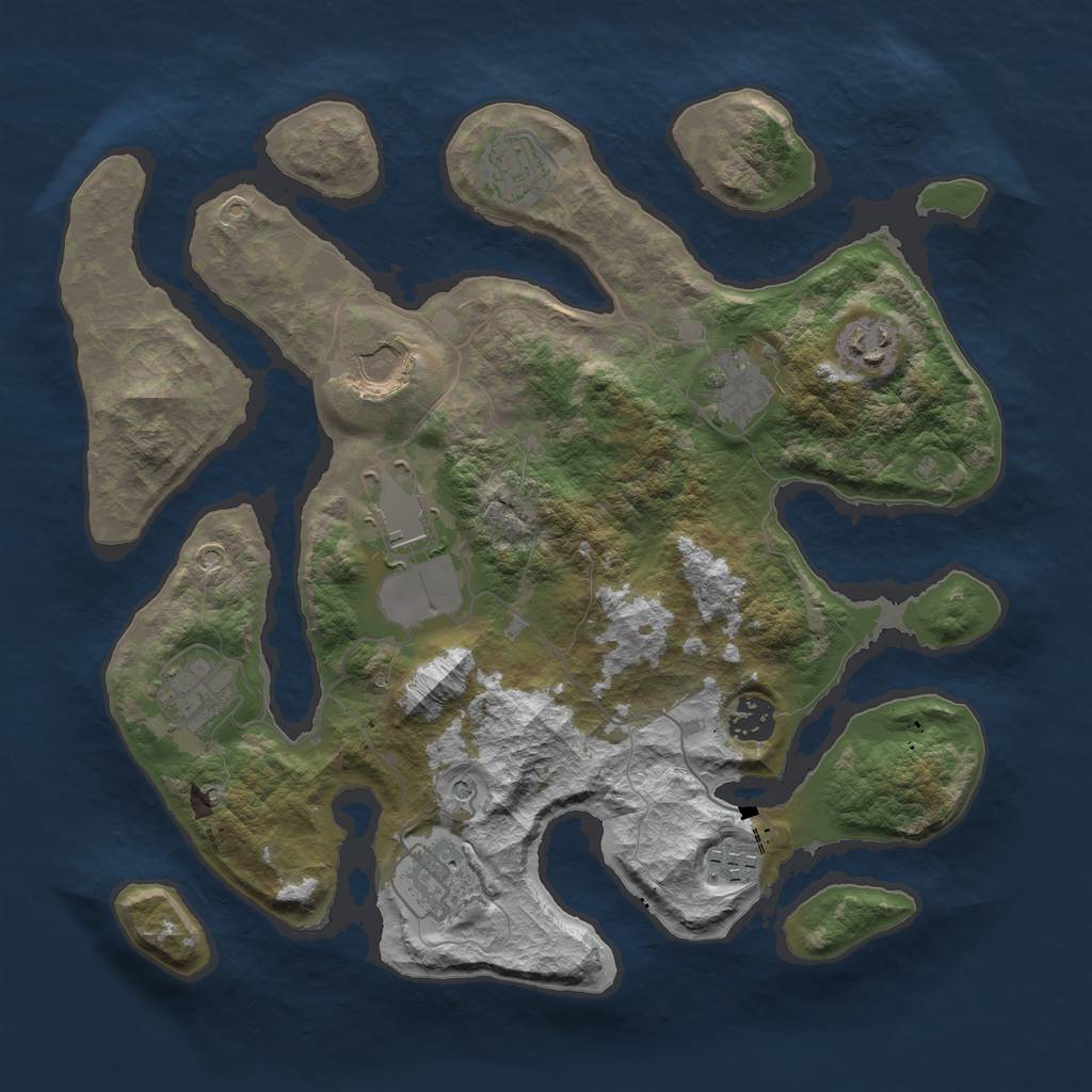 Rust Map: Barren, Size: 3500, Seed: 56, 12 Monuments