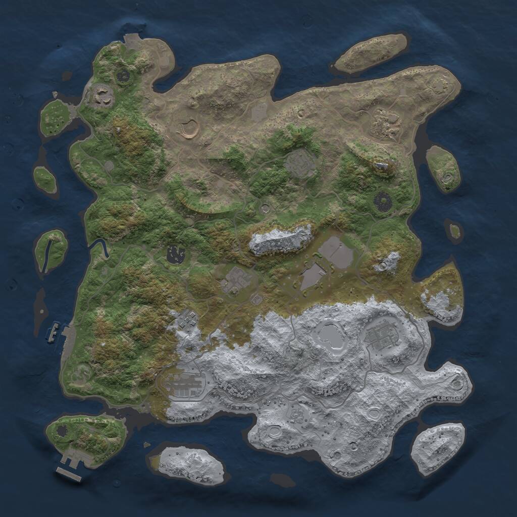 Rust Map: Procedural Map, Size: 4000, Seed: 480940, 16 Monuments