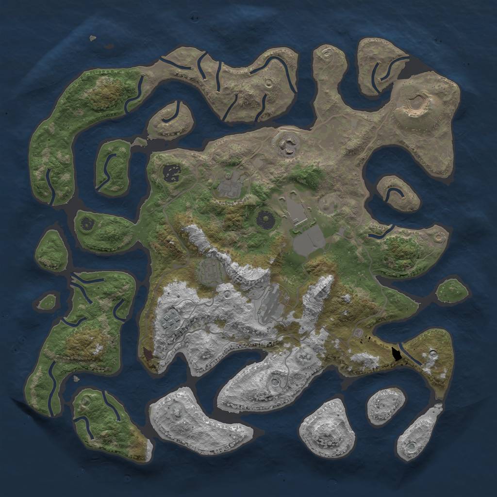 Rust Map: Procedural Map, Size: 4000, Seed: 830945, 11 Monuments