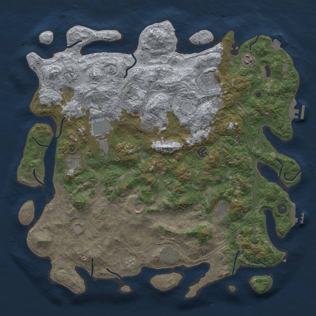 Rust Map: Procedural Map, Size: 4600, Seed: 212407021, 17 Monuments