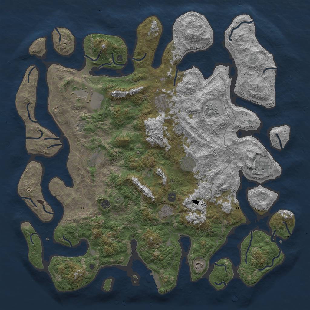 Rust Map: Procedural Map, Size: 5000, Seed: 1760499399, 14 Monuments