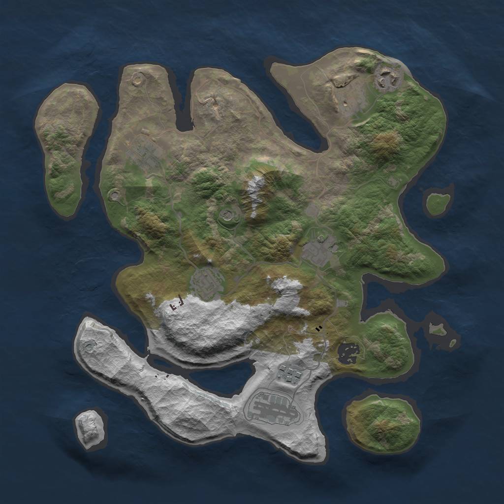 Rust Map: Barren, Size: 3350, Seed: 6738, 11 Monuments