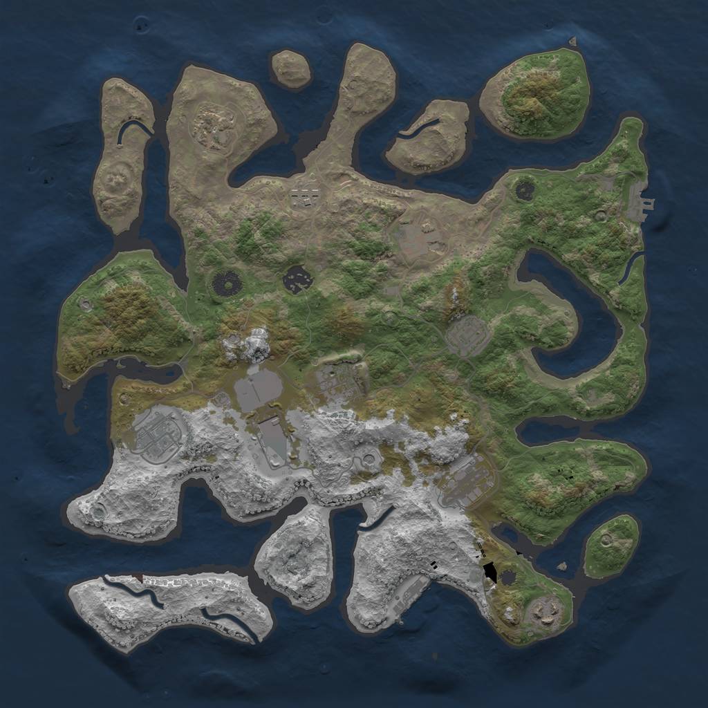 Rust Map: Procedural Map, Size: 3850, Seed: 1259744307, 15 Monuments