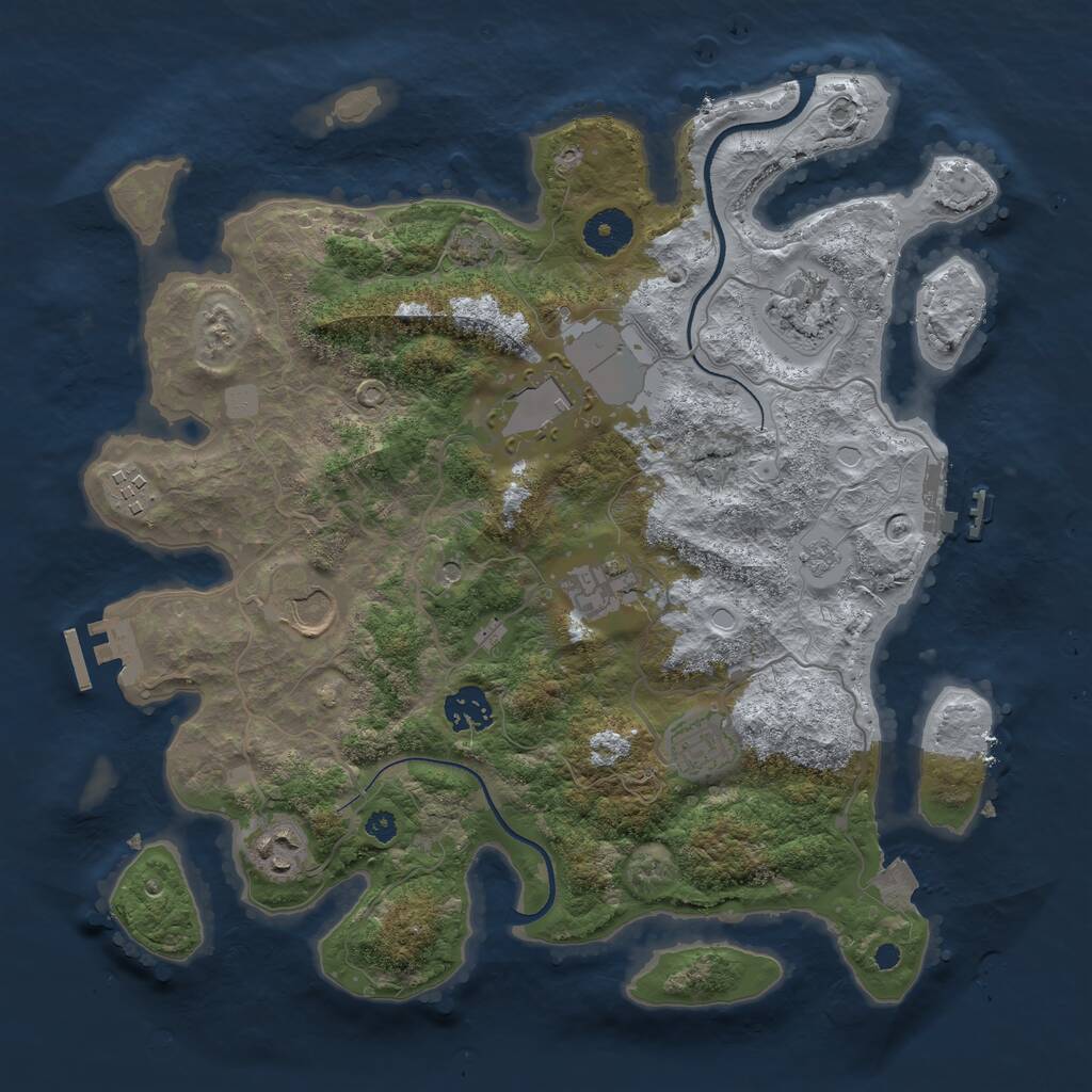 Rust Map: Procedural Map, Size: 3500, Seed: 836429035, 14 Monuments