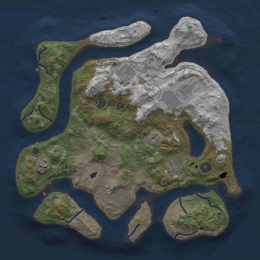 Rust Map: Procedural Map, Size: 3600, Seed: 407263904, 10 Monuments