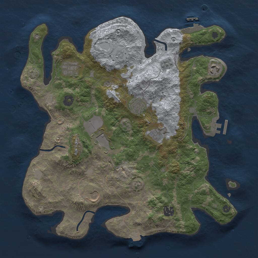 Rust Map: Procedural Map, Size: 3500, Seed: 1417131, 14 Monuments