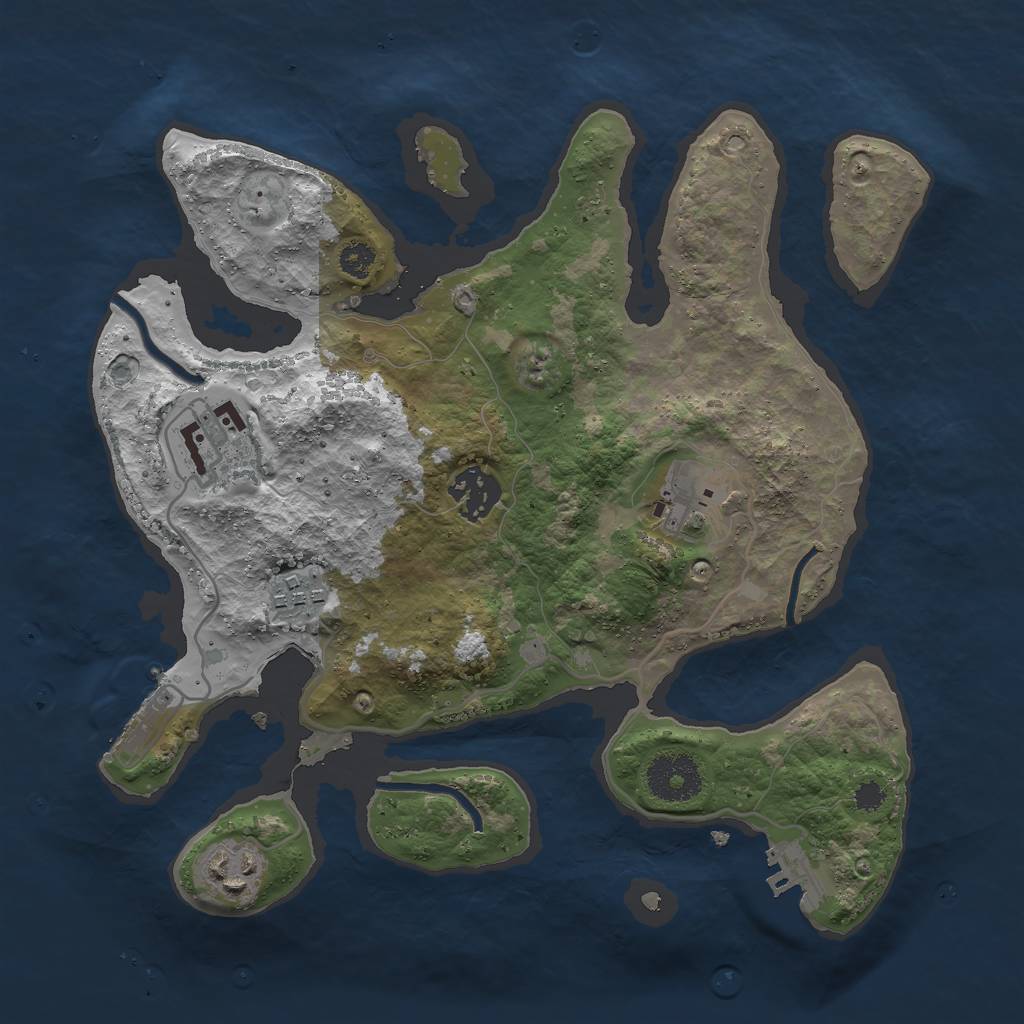 Rust Map: Procedural Map, Size: 3000, Seed: 910417338, 9 Monuments