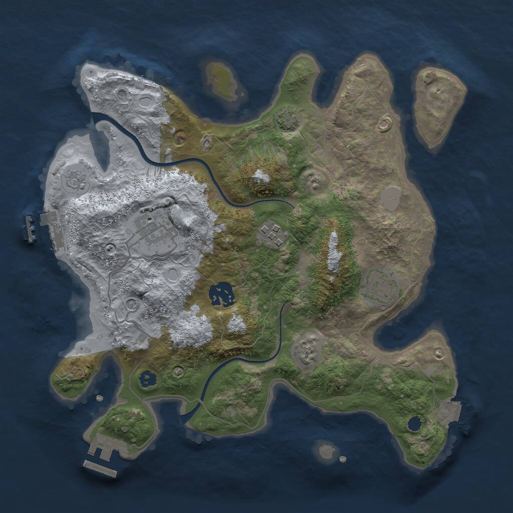 Rust Map: Procedural Map, Size: 3000, Seed: 910417338, 10 Monuments