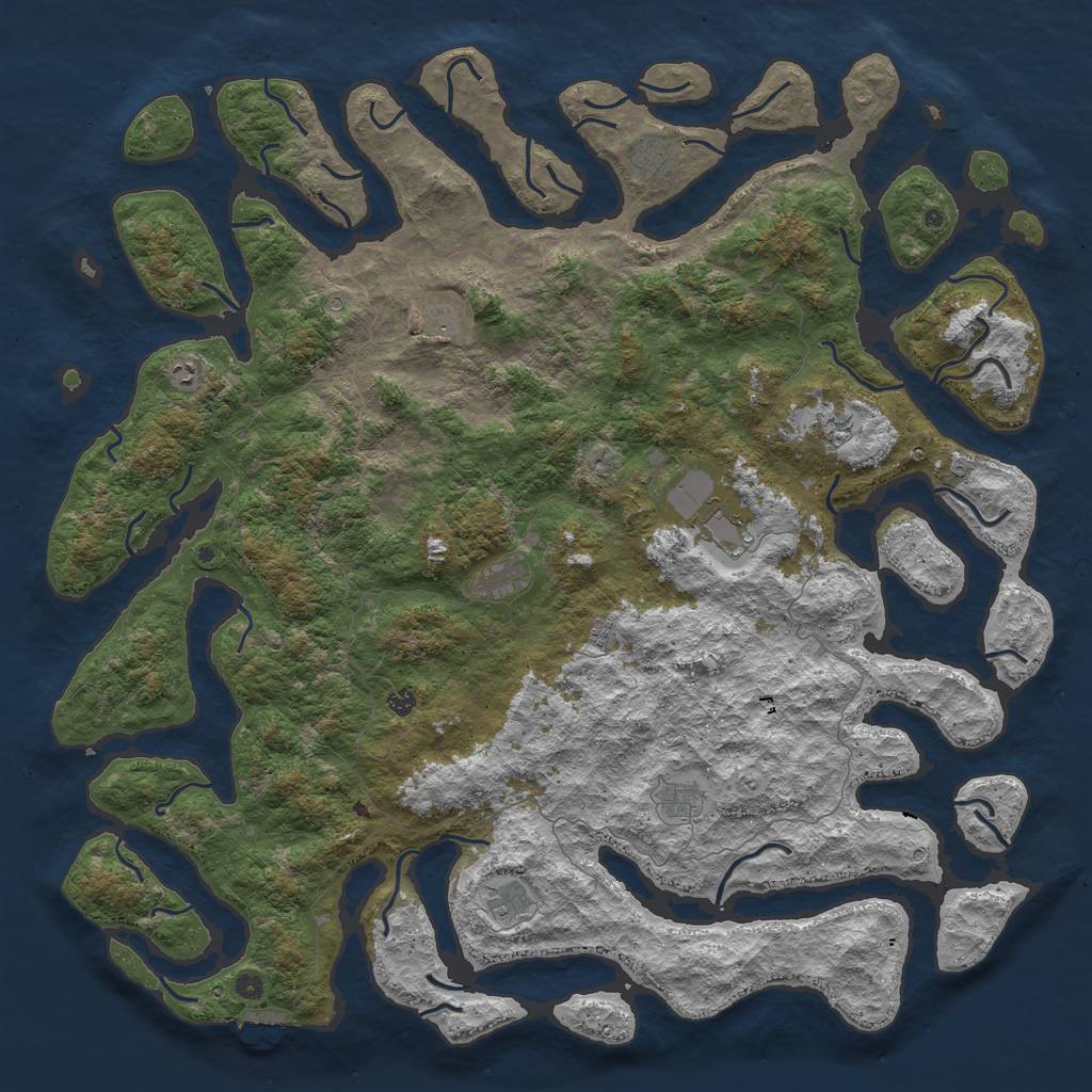 Rust Map: Procedural Map, Size: 6000, Seed: 9161975, 14 Monuments