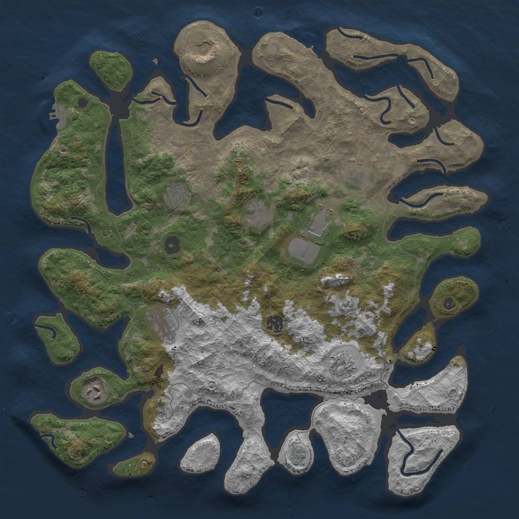 Rust Map: Procedural Map, Size: 4500, Seed: 16394624, 15 Monuments