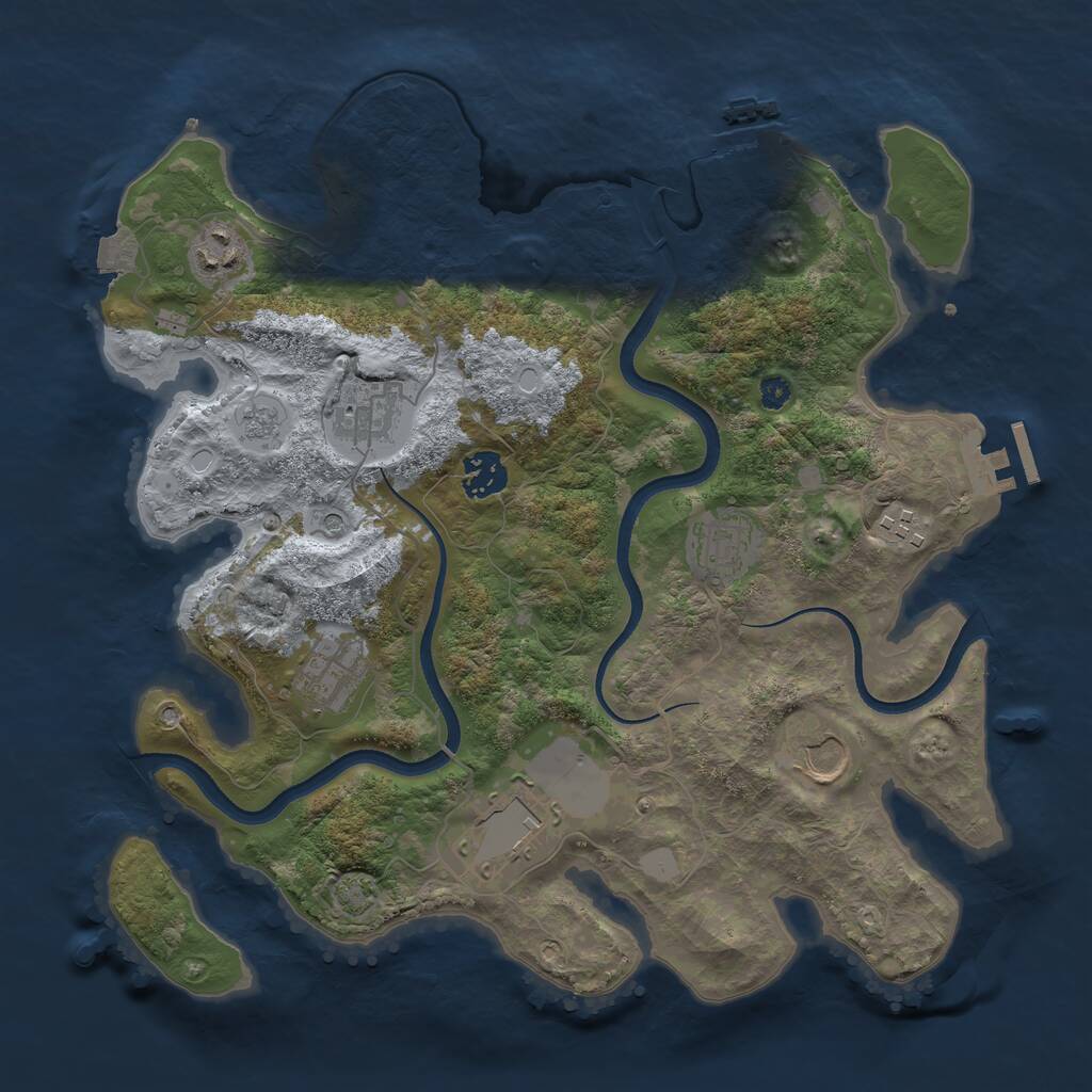 Rust Map: Procedural Map, Size: 3500, Seed: 46564, 14 Monuments