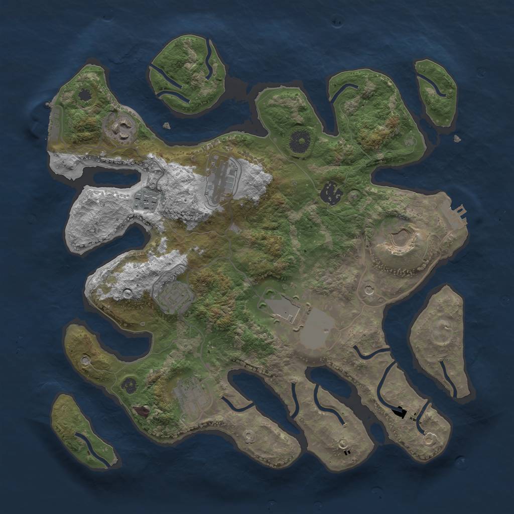 Rust Map: Procedural Map, Size: 3500, Seed: 46564, 13 Monuments