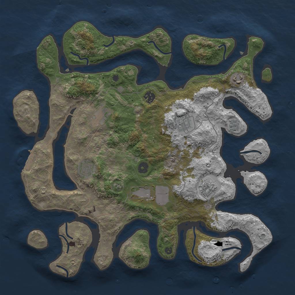 Rust Map: Procedural Map, Size: 4000, Seed: 2054, 11 Monuments