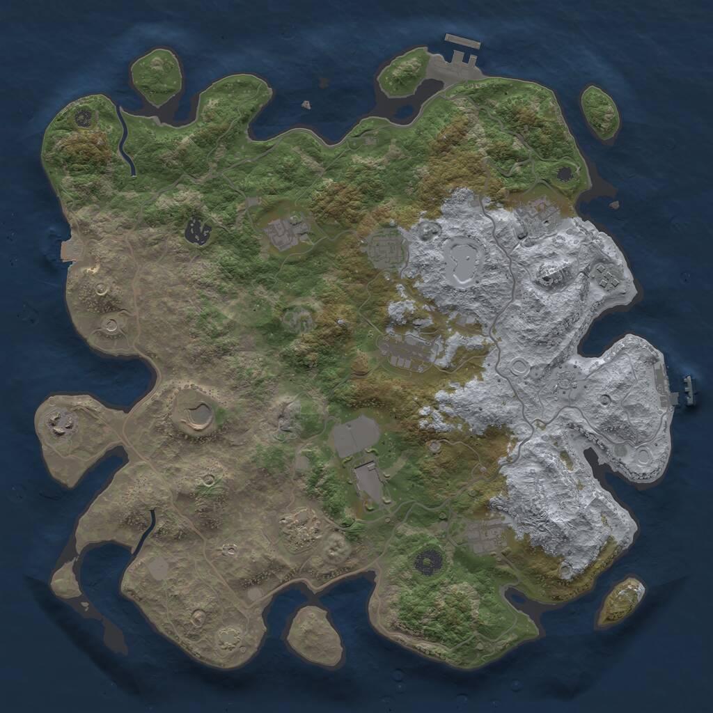 Rust Map: Procedural Map, Size: 4000, Seed: 53109711, 17 Monuments